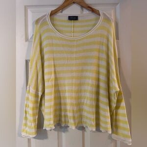 Wooden Ships Yellow and White Striped Sweater M/L